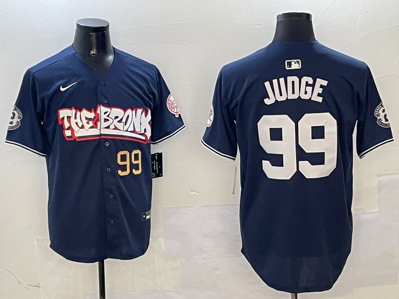 Men New York Yankees #99 Judge Drak Blue four generations Joint Name 2025 Nike MLB Jersey style 5